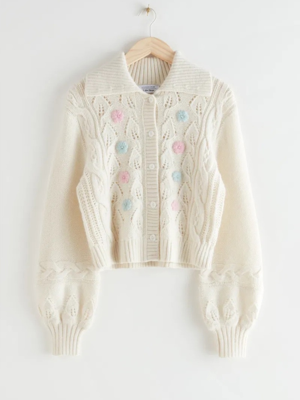 & Other Stories Floral Embroidery Knit Cardigna